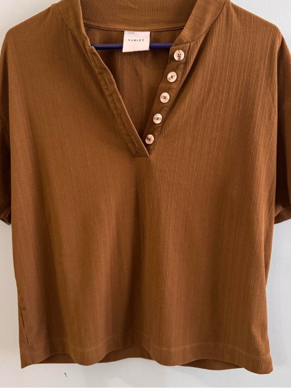 Varley Ribbed Short-Sleeve Henley Tee